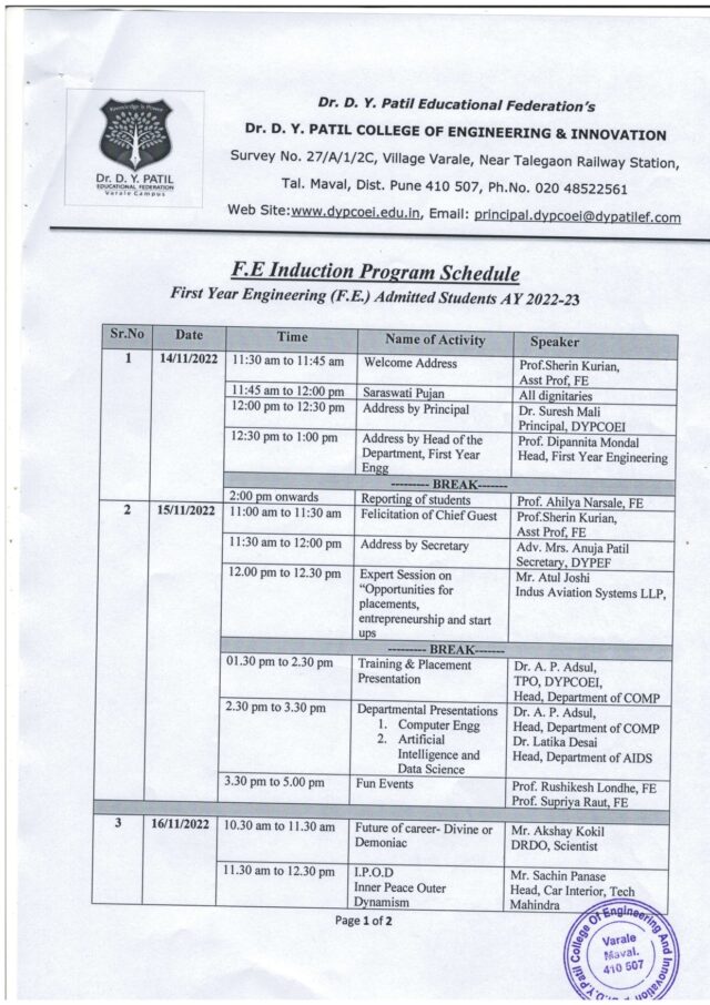 Induction Program - College of engineering